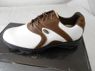 New Etonic Dry Essentials Mens Golf Shoes White Brown 10
