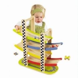 Educo Switchback Racetrack Baby Toddler Preschool Wooden Cars Track