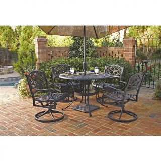 Biscayne Outdoor Dining Set with Swivel Chairs   Black at