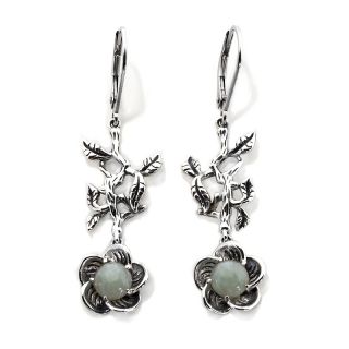 Jade of Yesteryear Jade and Gemstone Sterling Silver Flower Earring