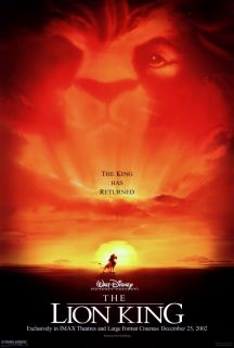 The Lion King Movie Poster 27x40 Matthew Broderick Jeremy Irons James