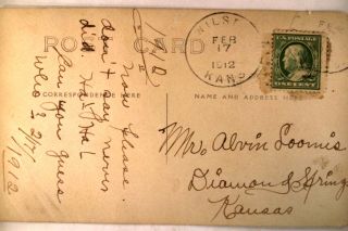  HOUSE & PORCH Wilsey Kansas KS postmark by Manhattan & Emporia v0476