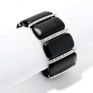 Yours by Loren Black Onyx and White Topaz Sterling Silver Stretch