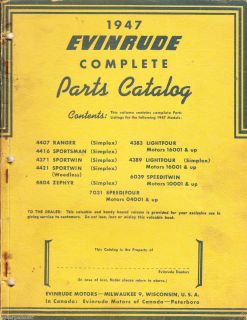 1947 Evinrude Parts Catalog Complete All Models