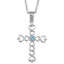 birthstone color crystal heart design cross pendant $ 52 00