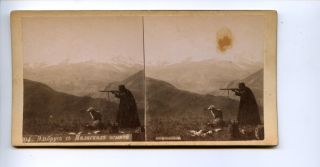 106462 Caucasus Malkskie Mound Hunter w Rifle Stereo Photo