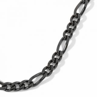 Jewelry Necklaces Chain Mens Black 5.5mm Stainless Steel Figaro