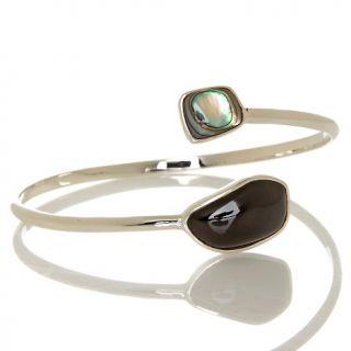 Studio Barse Onyx and Abalone Sterling Silver Bypass Bangle