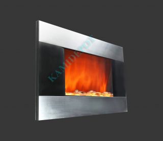 gv stainless panel electric fireplace heater 1500w heater flame effect