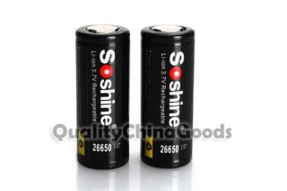 2pcs Soshine 26650 3 7V 4200mAh Rechargeable Protected Li ion Battery