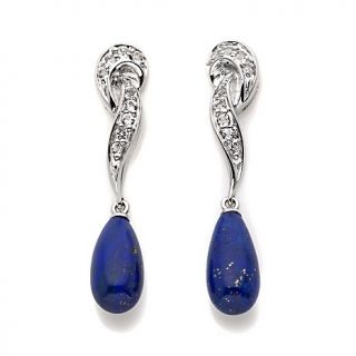 Blue Lapis and White Topaz Sterling Silver Earrings