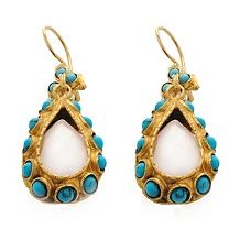 bajalia turkish pink agate and turquoise drop earrings d