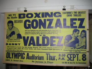 1960 Ricardo Gonzalez vs Danny Valdez Vintage Boxing Poster Olympic