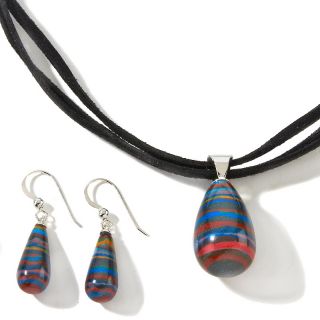 Jay King Rainbow Calsilica Sterling Silver Pendant, Necklace and Drop