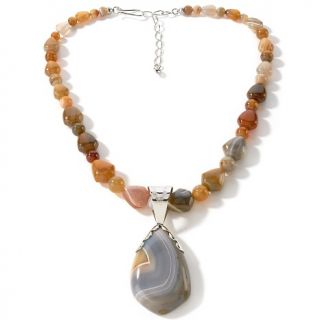 Jay King Black River Agate Pendant with Bead Necklace at