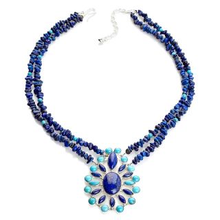 Jay King 2 Strand Lapis and Turquoise Drop Necklace