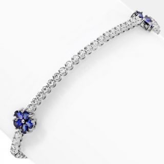 Jean Dousset Absolute and Created Sapphire Flower Bracelet