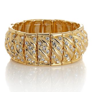 Universal Vault Crystal Goldtone Twist Design Stretch Bracelet
