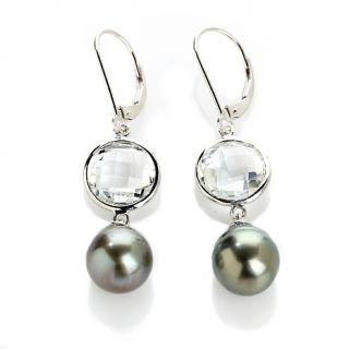  tahitian pearl and white topaz sterling silver earrings rating 1 $ 86