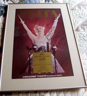 Broadway Theatre Evita Poster Patti LuPones Signature Eva Peron
