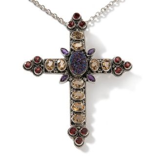 Nicky Butler Raj 10.4ct Drusy, Citrine and Gemstone Cross Pendant with