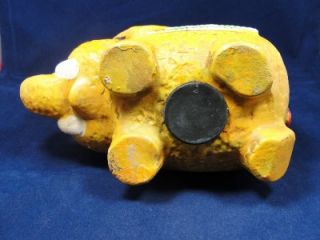 Vtg 60s 8 Ceramic Big Eye Elephant Piggy Bank Yellow Rasta Hat Flower