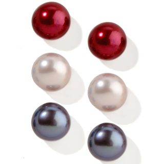 9mm Cultured Freshwater Pearl Sterling Silver Set of 3 Stud