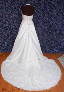 White Satin Halter A Line Wedding Dress 16 NWD