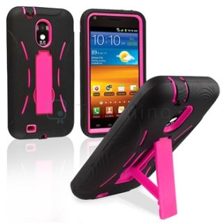For Samsung Galaxy S2 Epic Touch 4G D710 Pink Hybrid 2pc Stand Case