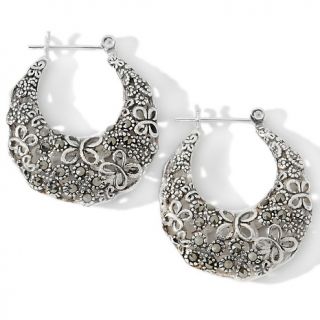 106 5235 sterling silver marcasite hoop earrings note customer pick
