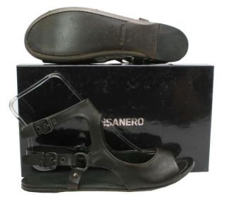 New $495 Elisanero Brown Leather Double Buckle Sandal