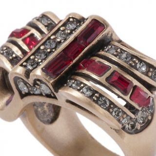 Heidi Daus Ribbon Candy Baguette and Round Crystal Ring