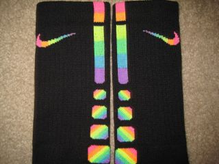  Rainbow with Diagonal Stripes Nike Elite Socks Sz Large 8 12