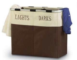 darks lights dual brown laundry hamper sorter