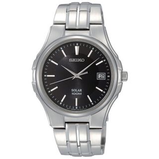 110 5305 seiko seiko men s stainless steel solar watch with black dial