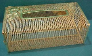 Vintage Gold Tone Wire Mesh Facial Tissue Box Holder
