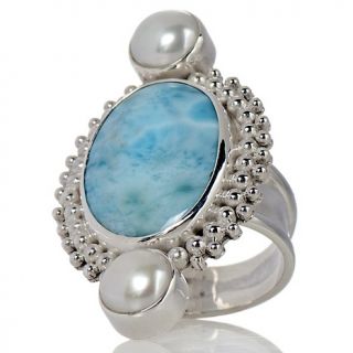 114 255 sajen larimar and cultured freshwater pearl ring note customer