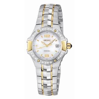 112 2871 seiko women s stainless steel quartz watch with mother of