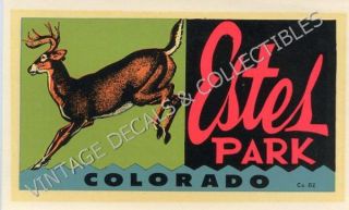 Vintage Estes Park Colorado Deer Elk Souvenir State Water Travel Decal