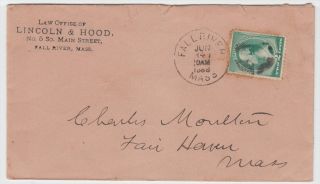 Fall River to Fair Haven MA 1888 Cover, torn open. Make multiple