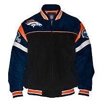 III NFL Vintage Varsity Jacket with Leather Sleeves   Broncos