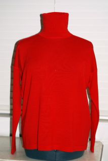 Ellen Tracy Red HolidayTurtleneck Sweater Size10 M to L 100 Wool
