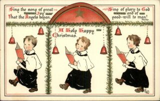 Ellen F Drew Nister Christmas Alter Boys Singing c1910 Postcard