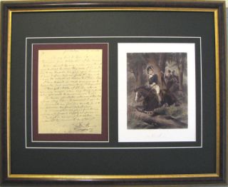 Francis Marion Signed 1781 Letter Nat Greene Frame Repr