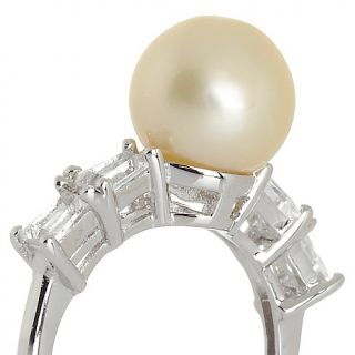 Imperial Pearls 9 10mm Cultured Golden South Sea Pearl and White Topaz