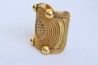 ERICKSON BEAMON Cuff Bracelet Large GOLD Hammered Chain Jewelry