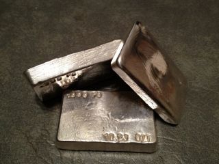 Over 30 Ounces .999 Fine Silver Bullion Bars Loaf Rare Hand Poured 10