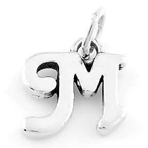 Sterling Silver 925 Fancy Letter M Charm Pendant