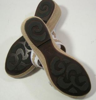  Artisan White & Beige Leather Espadrille Wedge Heel Sandals NEW Size 8