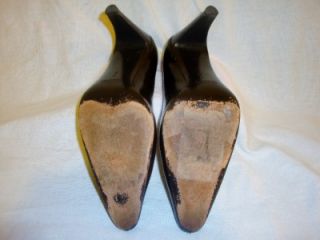 Black Gold Coach Eudora Pointy Toe Pumps High Heels Shoes Sz 9 Made in